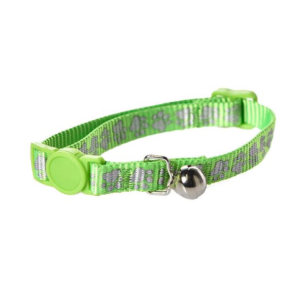 CAT COLLAR WITH PAW PRINT(GREEN)(10mmx32cm) 