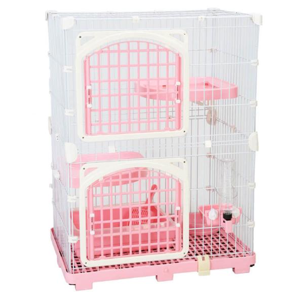 CAT CAGE WITH 2 BOARDS & DOORS (PINK) (SET) 