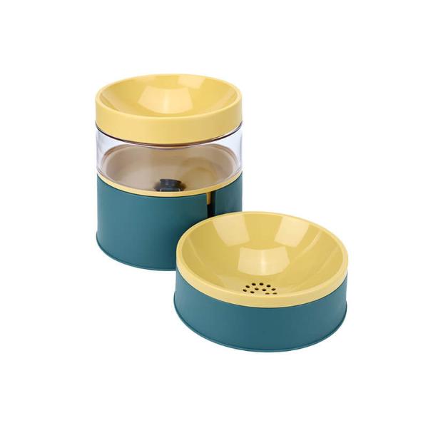 2 IN 1 PET FEEDER (GREEN/YELLOW) 