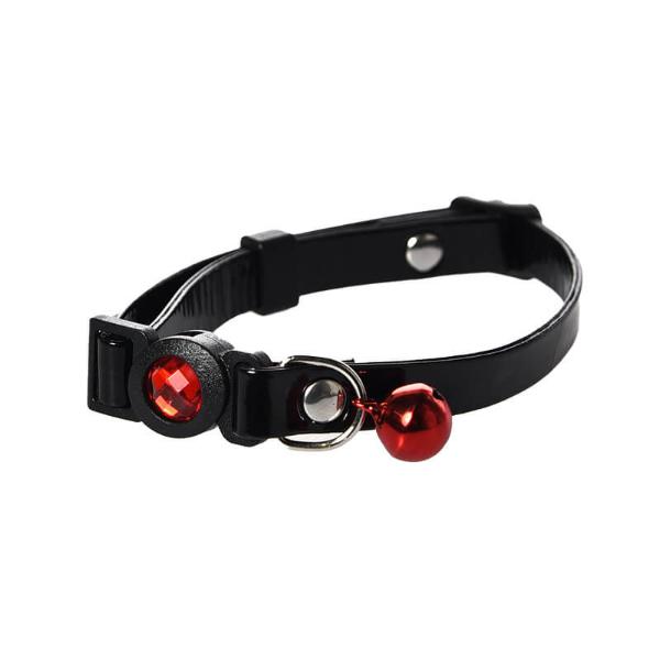 CAT COLLAR WITH RED CRYSTAL (BLACK) (10mmx32cm) 