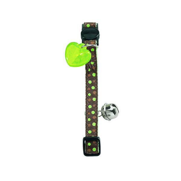 CAT COLLAR- DOTS WITH BELL (GREEN) (23mmx10mm) 