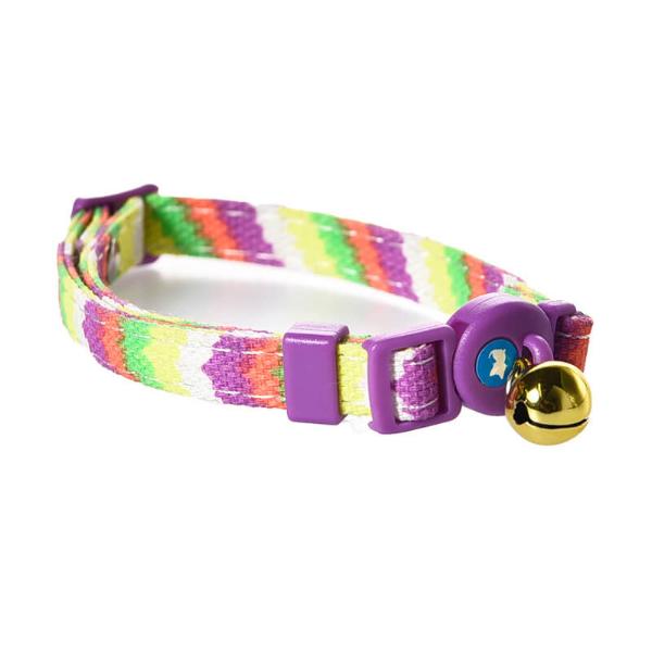 CAT COLLAR WITH GOLD BELL (RAINBOW) (10mmx32cm) 