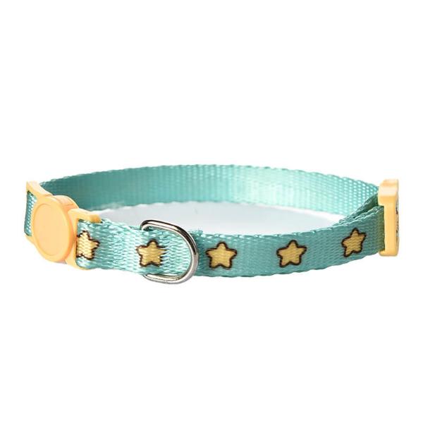 CAT COLLAR WITH YELLOW STAR (TURQUOISE) (10mmx32cm) 