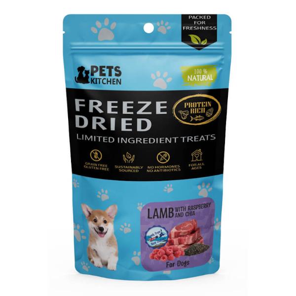 (DOG) FREEZE DRIED LAMB WITH RASPBERRY AND CHIA TREATS 40g 