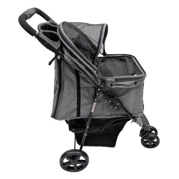 3 WHEEL STROLLER WITH CARRIER (GREY) (80x46x99cm) 