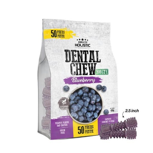 BOOST! BLUEBERRY DOG DENTAL CHEW JUMBO PACK PETITE 450g ( 50 PIECES) 