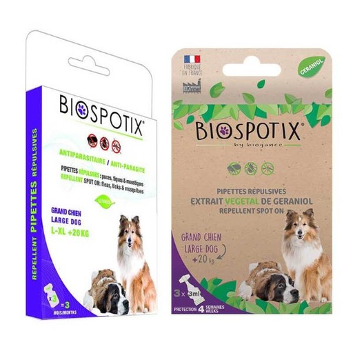 BIOSPOTIX REPELLENT DOG more than 20 kg (3pipettes x 3ml) 