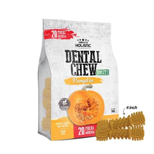 BOOST! PUMPKIN DOG DENTAL CHEW JUMBO PACK MEDIUM 500g (20 PIECES) 