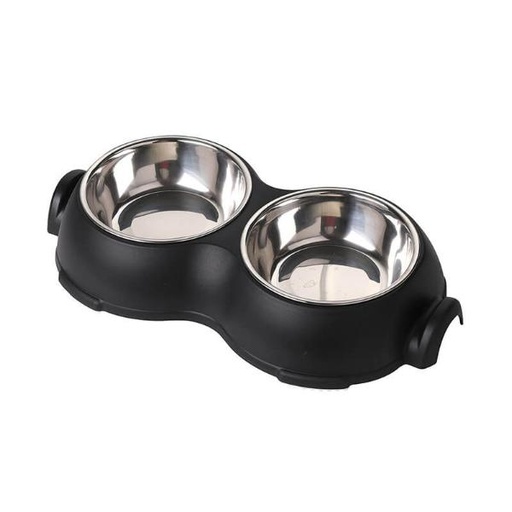 BOWL DOUBLE WITH HANDLE(BLACK) (SMALL) (28.4x15.6x4.7cm) (INCLUDE 2PCS SS BOWL) 