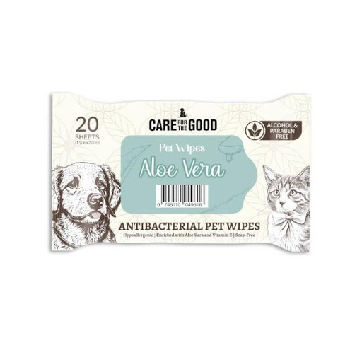 ANTIBACTERIAL PET WIPES - ALOE VERA 20pieces 