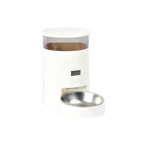 BUTTON ADJUSTMENT AUTO FEEDER WITH STAINLESS STEEL BOWL(WHITE) 4L 