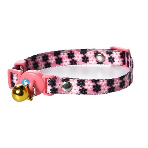 CAT COLLAR WITH GOLD BELL (PINK/BLACK) (10mmx32cm) 