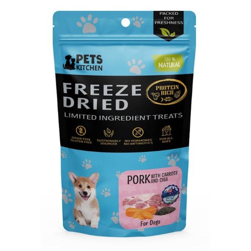 (DOG) FREEZE DRIED PORK WITH CARROT AND CHIA TREATS 40g 