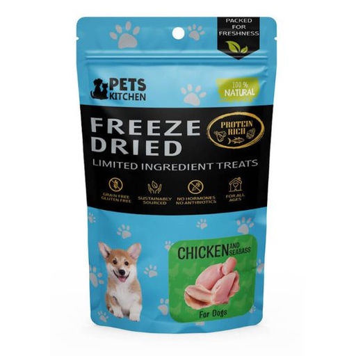 (DOG) FREEZE DRIED CHICKEN AND SEABASS TREATS 40g 