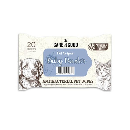 ANTIBACTERIAL PET WIPES - BABY POWDER 20pieces 